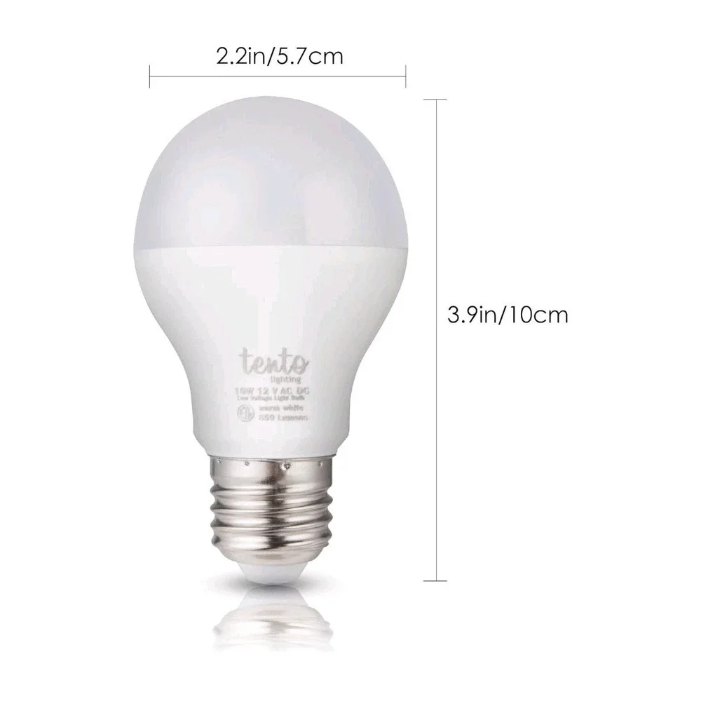 Tento 4 Pack Low Voltage LED Bulbs 12v E26 Bulbs 10w‎ 6000k Daylight White